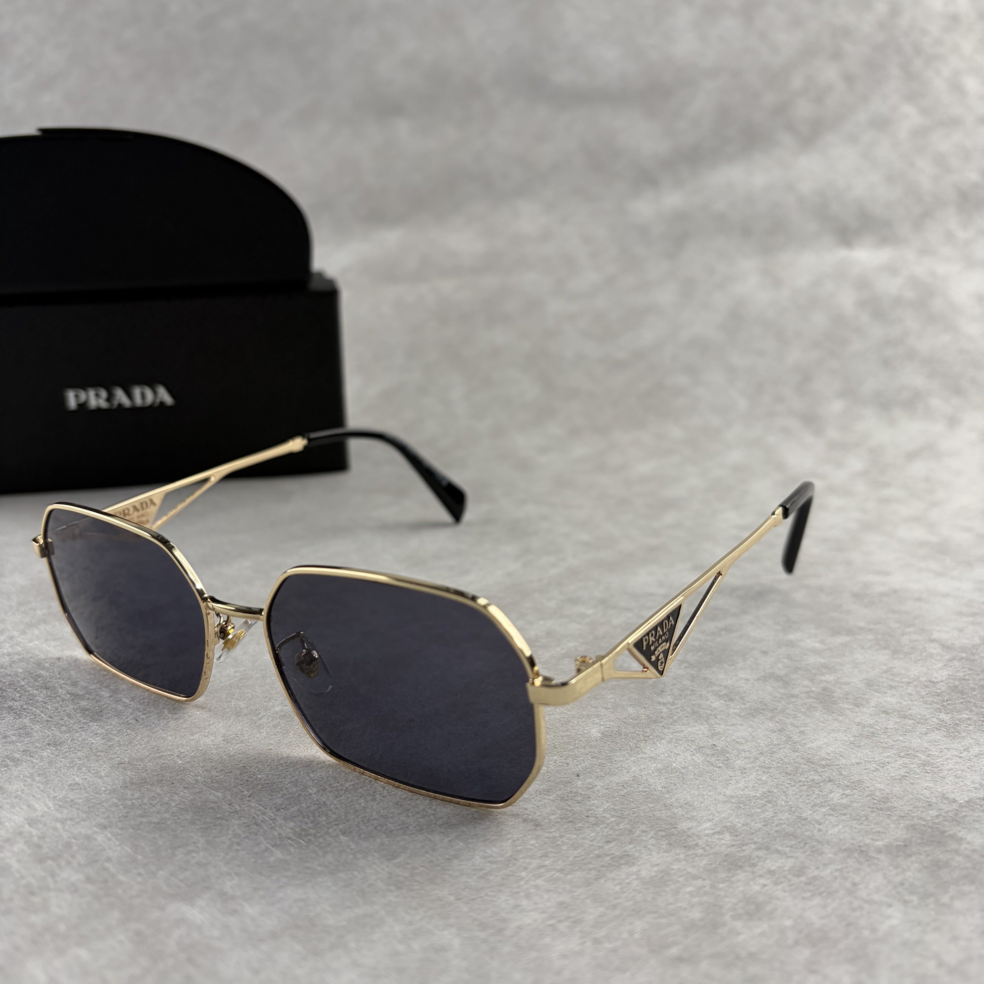 Geometric Gold Frame Sunglasses - Lightweight Metal UV Protection