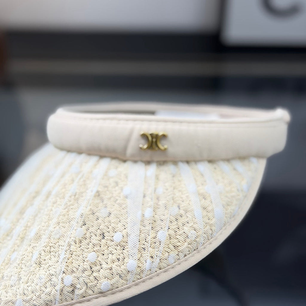 Elegant Polka Dot Sun Visor - Breathable Straw UV Protection Hat