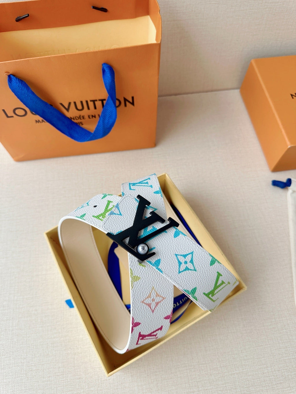 Multi-Color Monogram Canvas Belt, 40mm Reversible Leather Strap