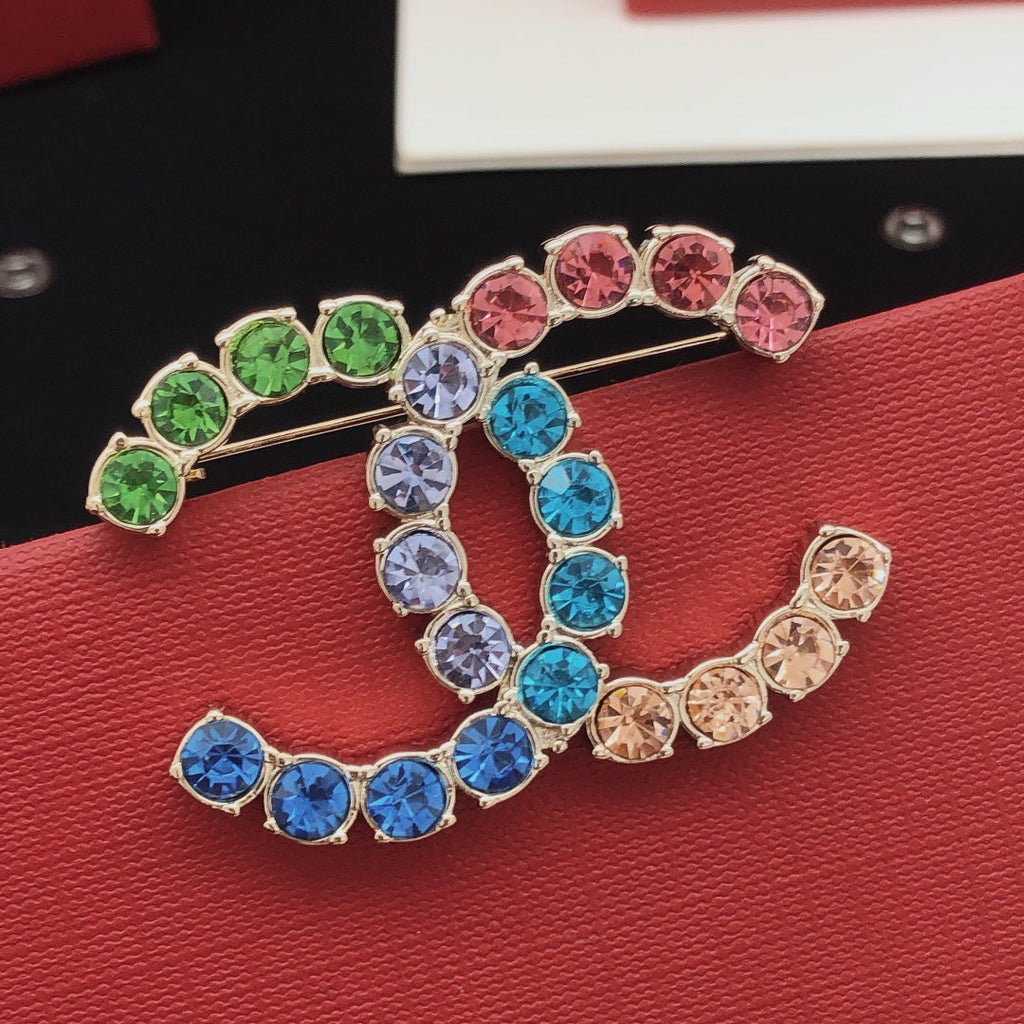 18K  Chanel Color Crystals Brooch
