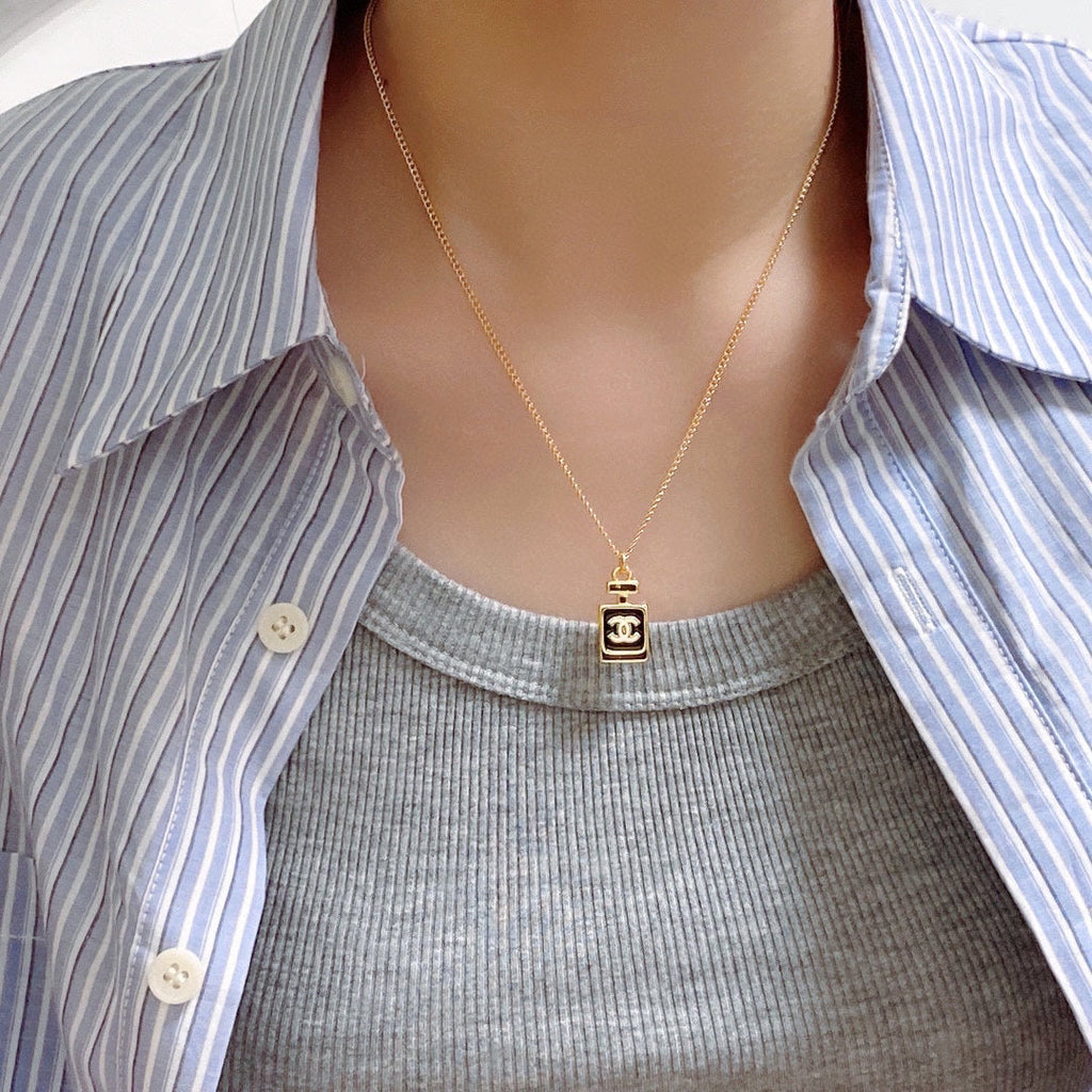 18K  Chanel Perfume Bottle Necklace