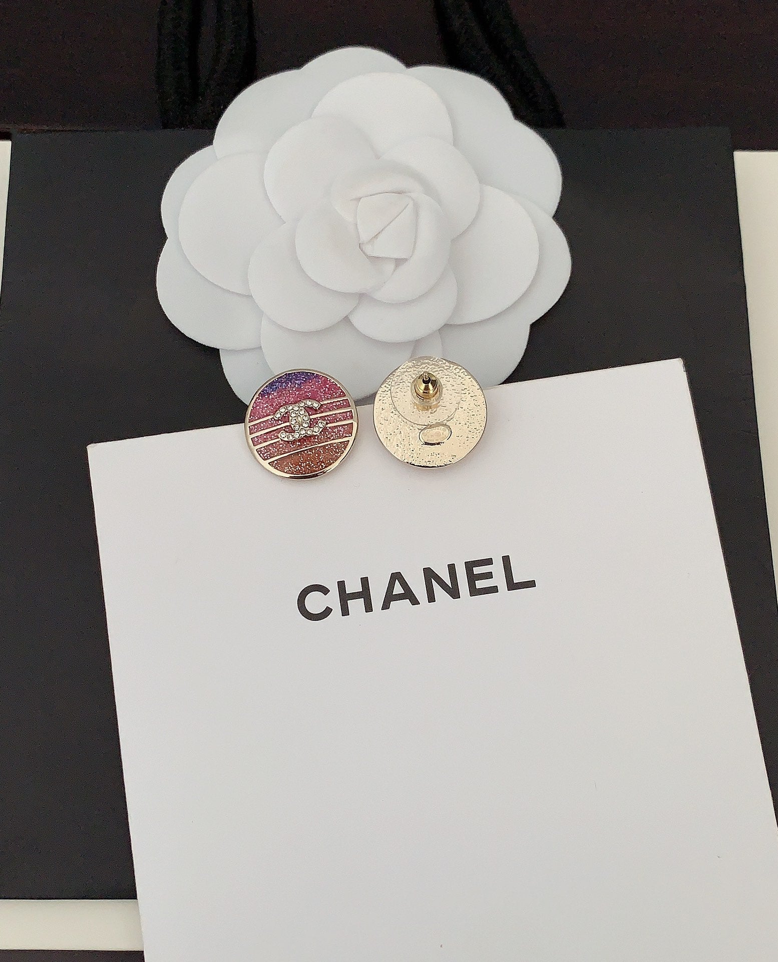 18K  Chanel Pink Crystals Earrings