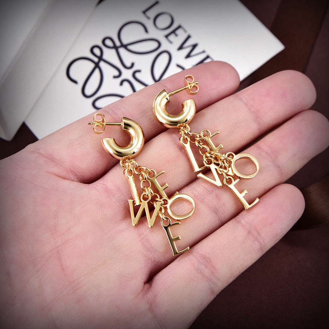 18K LOEWE Anagram Script Earrings