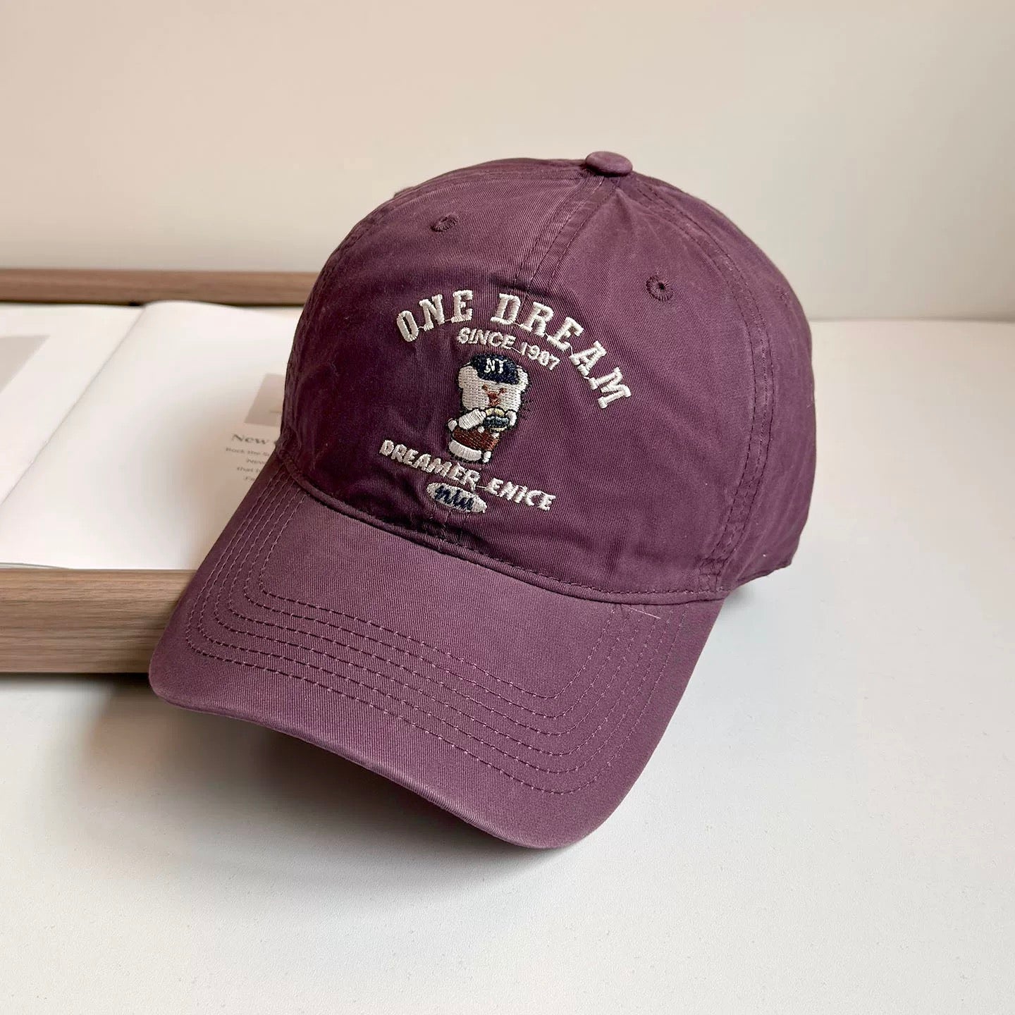 Embroidered Bear Baseball Cap